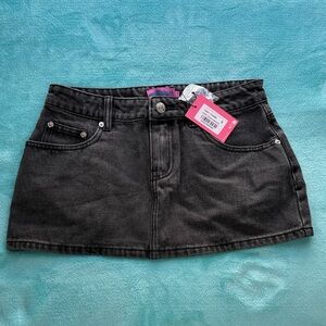 Edikted Black Mini Denim Skirt
